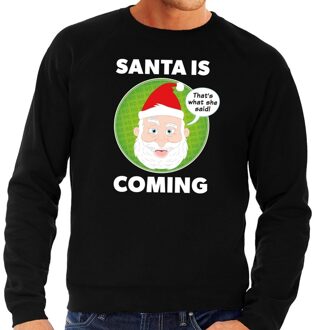 Bellatio Decorations Foute kersttrui - Santa is coming - thats what she said - zwart voor heren 2XL (56)