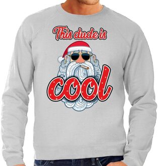 Bellatio Decorations Foute Kersttrui stoere kerstman this dude is cool grijs heren
