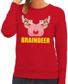 Bellatio Decorations Foute kersttrui / sweater braindeer rood voor dames 2XL (44) - kerst truien