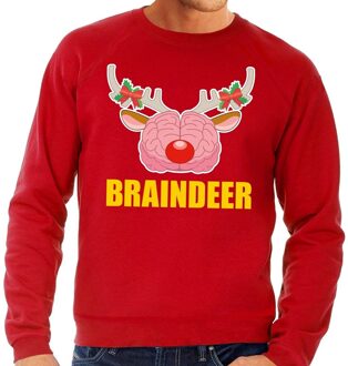 Bellatio Decorations Foute kersttrui / sweater braindeer rood voor heren 2XL (56) - kerst truien