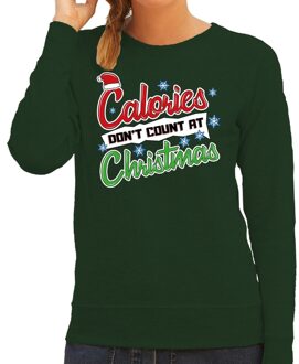 Bellatio Decorations Foute Kersttrui - sweater - Calories dont count at Christmas - groen - voor dames - kerstkleding