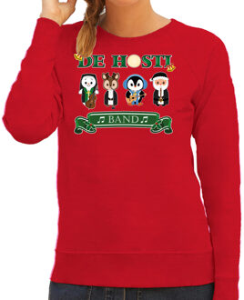 Bellatio Decorations Foute Kersttrui/sweater dames - de hosti band - rood - kerstmuziek - band 2XL