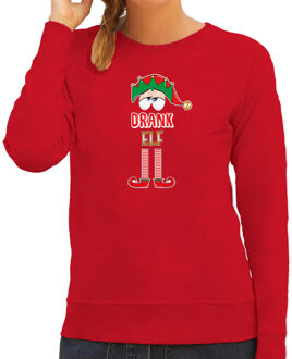 Bellatio Decorations foute kersttrui/sweater dames - Drank Elf - rood - Kerst elfje L - kerst truien