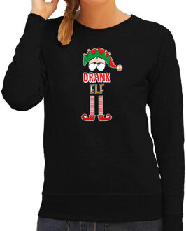 Bellatio Decorations foute kersttrui/sweater dames - Drank Elf - zwart - Kerst elfje XL - kerst truien