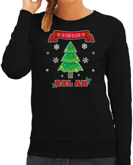 Bellatio Decorations foute Kersttrui/sweater dames - ik vind er geen bal aan - zwart - kerstfeest L - kerst truien