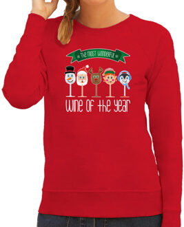 Bellatio Decorations foute kersttrui/sweater dames - Kerst wijn glazen - rood - drank/wine 2XL - kerst truien