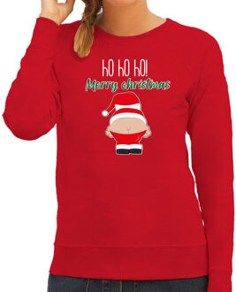 Bellatio Decorations foute kersttrui/sweater dames - Kerstman - rood - Merry Christmas 2XL - kerst truien