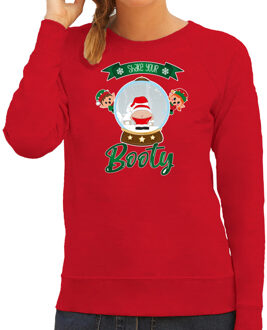 Bellatio Decorations foute kersttrui/sweater dames - Kerstman sneeuwbol - rood - Shake Your Booty XS - kerst truien