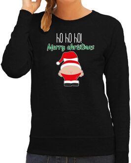 Bellatio Decorations foute kersttrui/sweater dames - Kerstman - zwart - Merry Christmas 2XL - kerst truien Multikleur