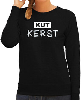 Bellatio Decorations foute kersttrui/sweater dames - Kut Kerst - zwart/wit - Kerstborrel 2XL