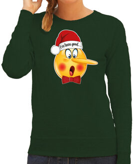 Bellatio Decorations foute kersttrui/sweater dames - Leugenaar - groen - braaf/stout XS - kerst truien