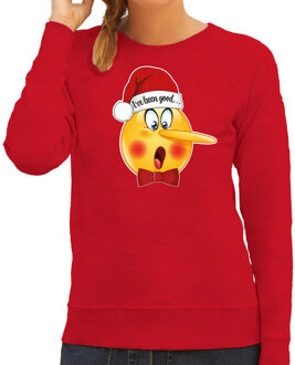 Bellatio Decorations foute kersttrui/sweater dames - Leugenaar - rood - braaf/stout M - kerst truien