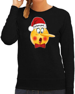 Bellatio Decorations foute kersttrui/sweater dames - Leugenaar - zwart - braaf/stout L - kerst truien