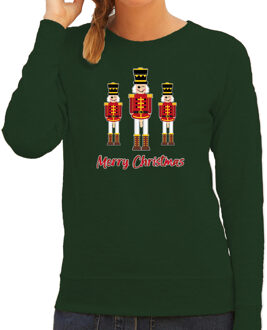 Bellatio Decorations foute kersttrui/sweater dames - Notenkrakers - groen - piemel/penis L