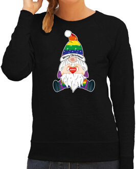 Bellatio Decorations foute kersttrui/sweater dames - Pride Gnoom - zwart - LHBTI/LGBTQ kabouter XS - kerst truien