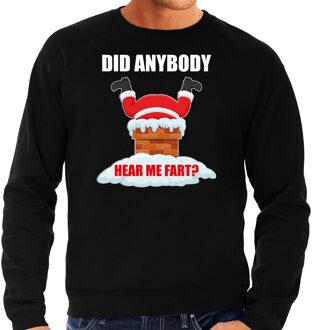 Bellatio Decorations Foute Kersttrui sweater - Did anybody hear my fart - zwart - voor heren - Kerstkleding