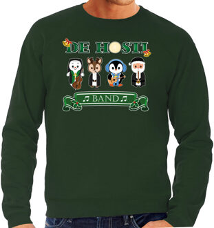 Bellatio Decorations Foute Kersttrui/sweater heren - de hosti band - groen - kerstmuziek - band 2XL