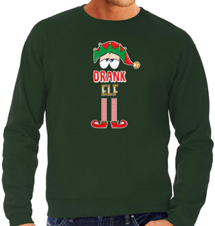 Bellatio Decorations foute kersttrui/sweater heren - Drank Elf - groen - Kerst elfje S - kerst truien