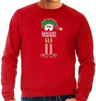 Bellatio Decorations foute kersttrui/sweater heren - Drank Elf - rood - Kerst elfje S - kerst truien