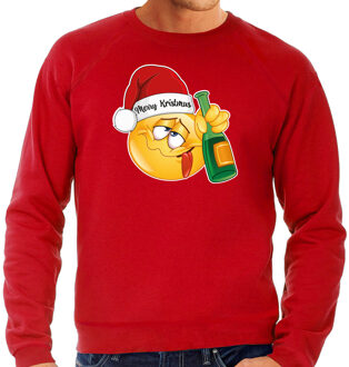 Bellatio Decorations foute kersttrui/sweater heren - Dronken - rood - Merry Kristmus M - kerst truien