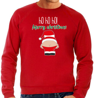 Bellatio Decorations foute kersttrui/sweater heren - Kerstman - rood - Merry Christmas 2XL - kerst truien