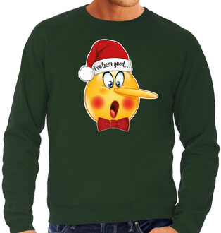 Bellatio Decorations Foute kersttrui/sweater heren - Leugenaar - groen - braaf/stout