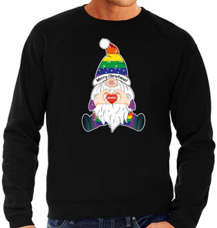Bellatio Decorations foute kersttrui/sweater heren - Pride Gnoom - zwart - LHBTI/LGBTQ kabouter 2XL - kerst truien