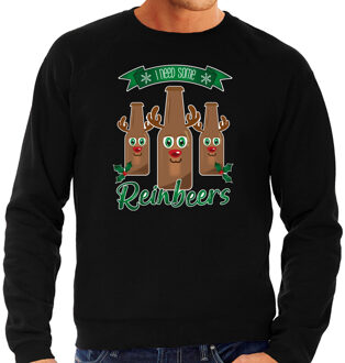 Bellatio Decorations foute kersttrui/sweater heren - Rudolf Reinbeers - zwart - rendier/bier M - kerst truien Multikleur