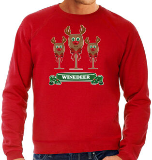 Bellatio Decorations Foute Kersttrui/sweater heren - winedeer - rood - wijn - rendier - Rudolf 2XL