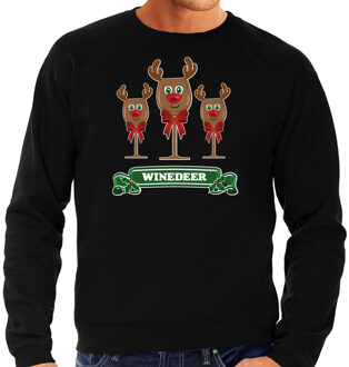 Bellatio Decorations Foute Kersttrui/sweater heren - winedeer - zwart - wijn - rendier - Rudolf 2XL