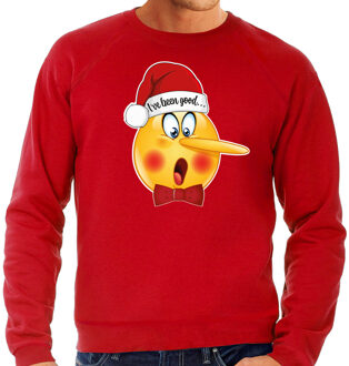 Bellatio Decorations foute kersttrui/sweater herenA - Leugenaar - rood - braaf/stout L - kerst truien