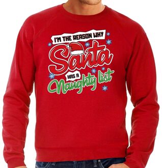 Bellatio Decorations Foute Kersttrui - sweater - Im the reason why Santa has a naughty list - rood - voor heren