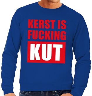 Bellatio Decorations Foute kersttrui / sweater Kerst Is Fucking Kut - blauw voor heren - Kersttruien 2XL (56)