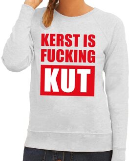 Bellatio Decorations Foute kersttrui / sweater Kerst Is Fucking Kut grijs voor dames - Kersttruien 2XL (44)