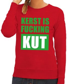 Bellatio Decorations Foute kersttrui / sweater Kerst Is Fucking Kut - rood voor dames - Kersttruien 2XL (44)