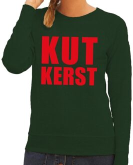 Bellatio Decorations Foute kersttrui / sweater Kutkerst groen voor dames - Kersttruien 2XL (44)