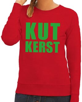 Bellatio Decorations Foute kersttrui / sweater Kutkerst rood voor dames - Kersttruien 2XL (44)