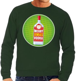 Bellatio Decorations Foute kersttrui / sweater Merry Chrismas Vodka groen voor heren - Kersttrui voor wodka liefhebber 2XL (56)