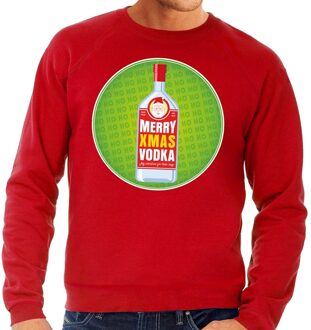 Bellatio Decorations Foute kersttrui / sweater Merry Chrismas Vodka rood voor heren - Kersttrui voor wodka liefhebber 2XL (56)