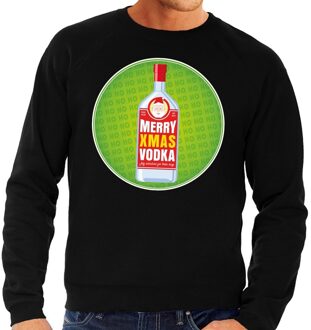 Bellatio Decorations Foute kersttrui / sweater Merry Chrismas Vodka zwart voor heren - Kersttrui voor wodka liefhebber 2XL (56)