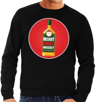 Bellatio Decorations Foute kersttrui / sweater Merry Chrismas Whiskey zwart voor heren - Kersttrui voor whisky liefhebber 2XL (56)