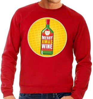 Bellatio Decorations Foute kersttrui / sweater Merry Chrismas Wine rood voor heren - Kersttrui voor wijn liefhebber 2XL (56)