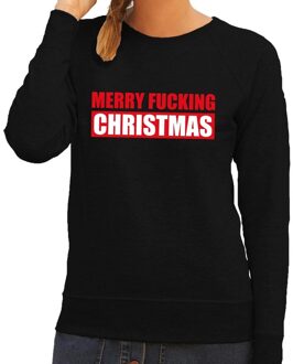 Bellatio Decorations Foute kersttrui / sweater Merry Fucking Christmas groen voor dames - Kersttruien 2XL (44)