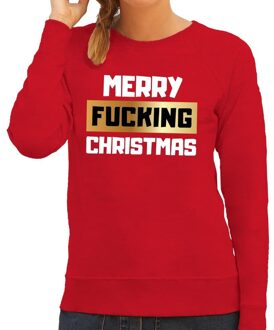 Bellatio Decorations Foute kersttrui / sweater Merry fucking christmas rood dames