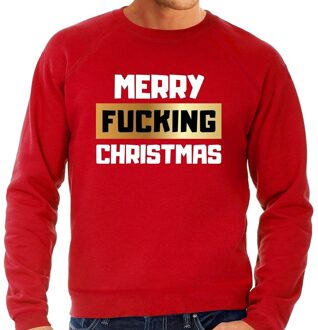 Bellatio Decorations Foute Kersttrui / sweater - Merry fucking Christmas - rood voor heren - kerstkleding / kerst outfit 2XL (56)