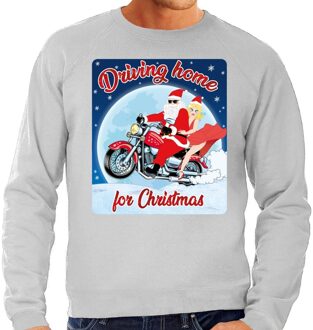 Bellatio Decorations Foute kersttrui sweater - motorliefhebbers - driving home - grijs - heren