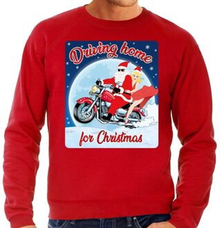 Bellatio Decorations Foute kersttrui sweater - motorliefhebbers - driving home - rood - heren