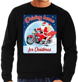 Bellatio Decorations Foute kersttrui sweater - motorliefhebbers - driving home - zwart - heren