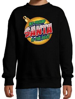 Bellatio Decorations Foute kersttrui / sweater My friend Santa is the best zwart kids