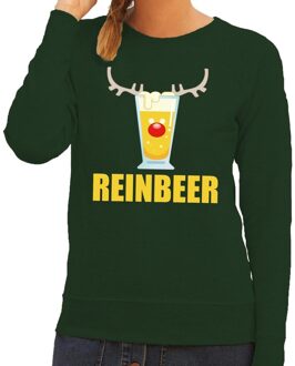 Bellatio Decorations Foute kersttrui / sweater Reinbeer groen voor dames - Kersttruien 2XL (44)